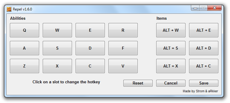 Repel 1.6.0 hotkey configuration